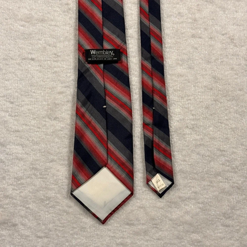 Wembley Striped Necktie Red Black Gray Men Silk Blend Classic‎ Formal